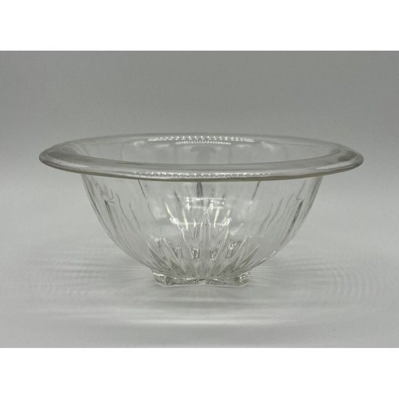 Vintage Hazel Atlas Aurora Clear Ribbed Glass Bowl Square Base Rolled Rim 8 1/2” - Picture 1 of 5
